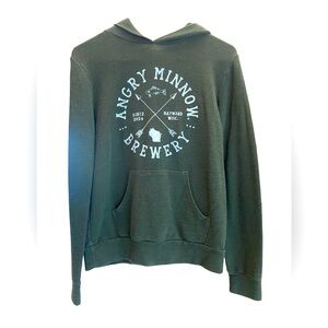 Techstyles Dark Gray/Green Angry Minnow Brewery Hooded Sweater Size Small